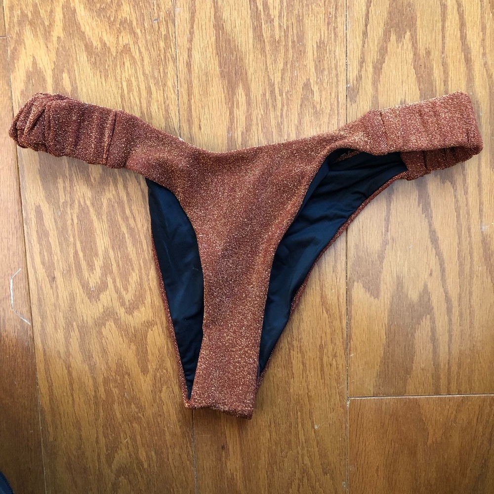 MINKPINK Kaia Rushed Bikini Bottoms in Copper - Size XS